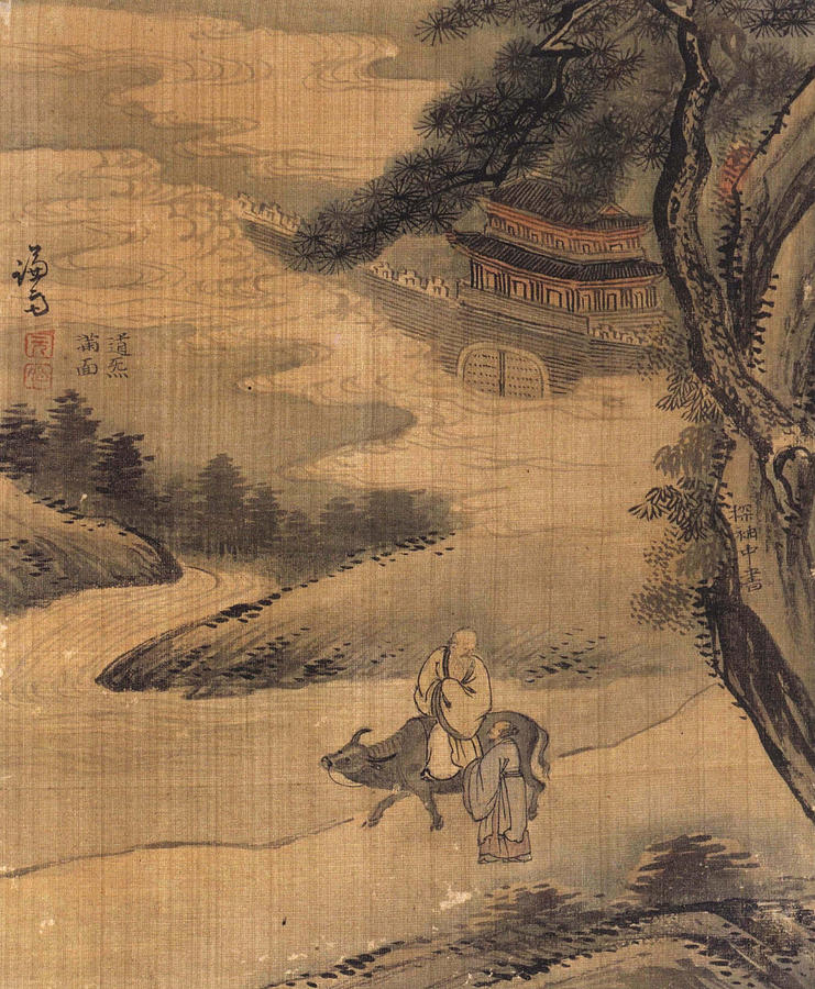 Jeong Painting - Lao Tzu Leaving on an Ox  by Jeong Seon