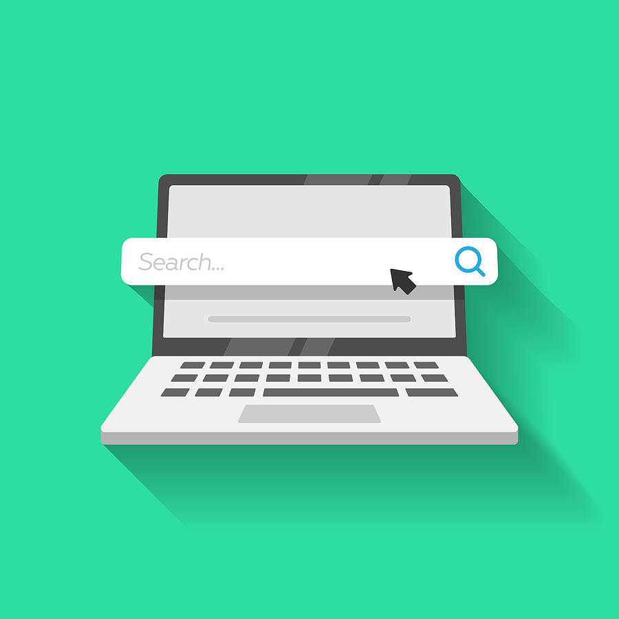 Laptop Computer and Search Bar Icon Vector Design. Drawing by Designer29