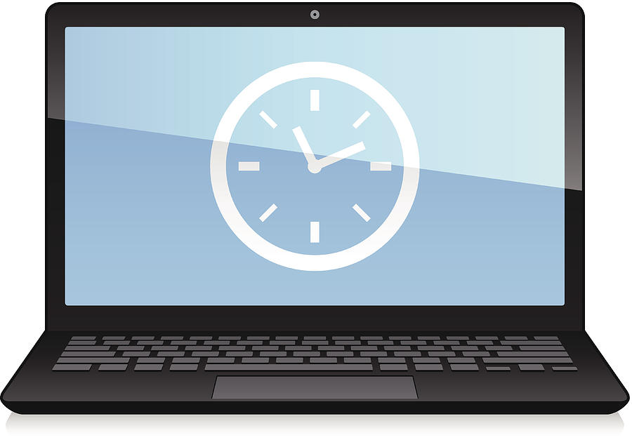 Laptop Displaying Clock Drawing by Aaltazar