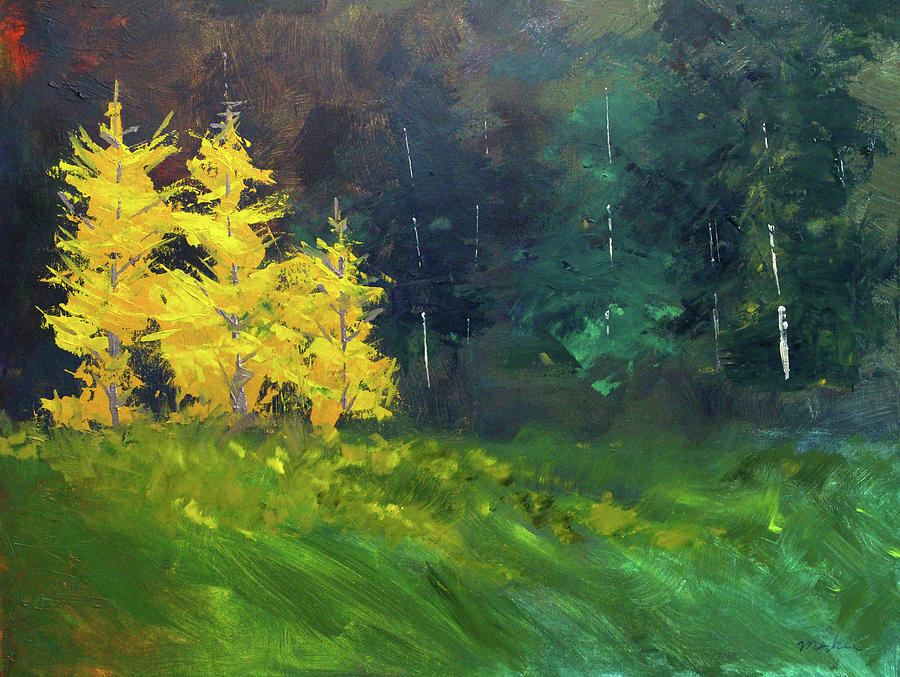 Larch Forest Painting by Nancy Merkle