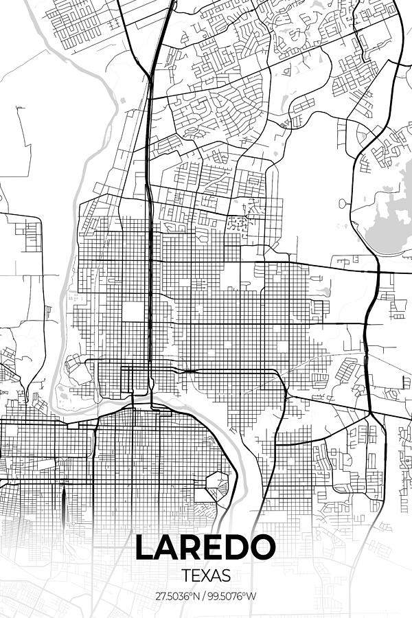 Laredo Texas City Map Digital Art by Artgenik Official Fine Art America