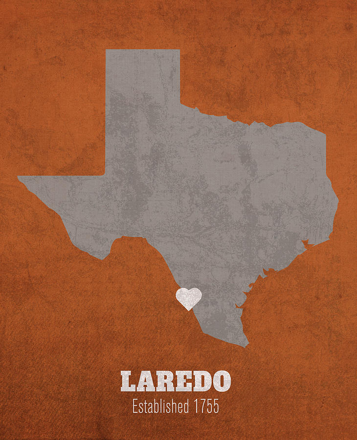 Laredo Texas City Map Founded 1755 University Of Texas Color Palette