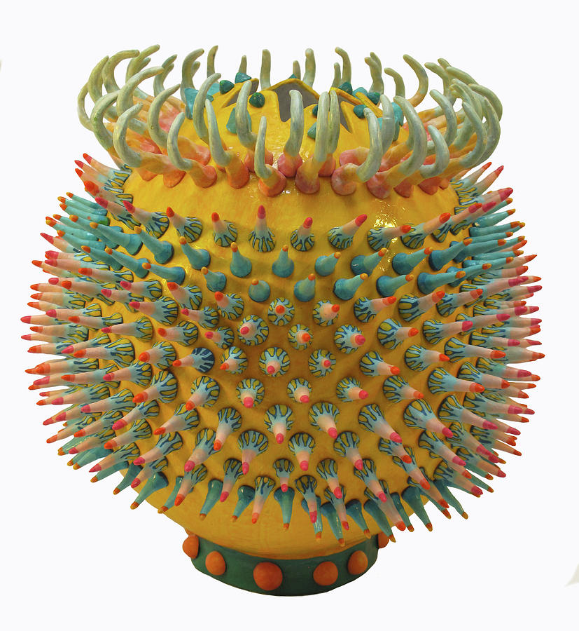 Large anemone vase Mixed Media by Lorena Cassady