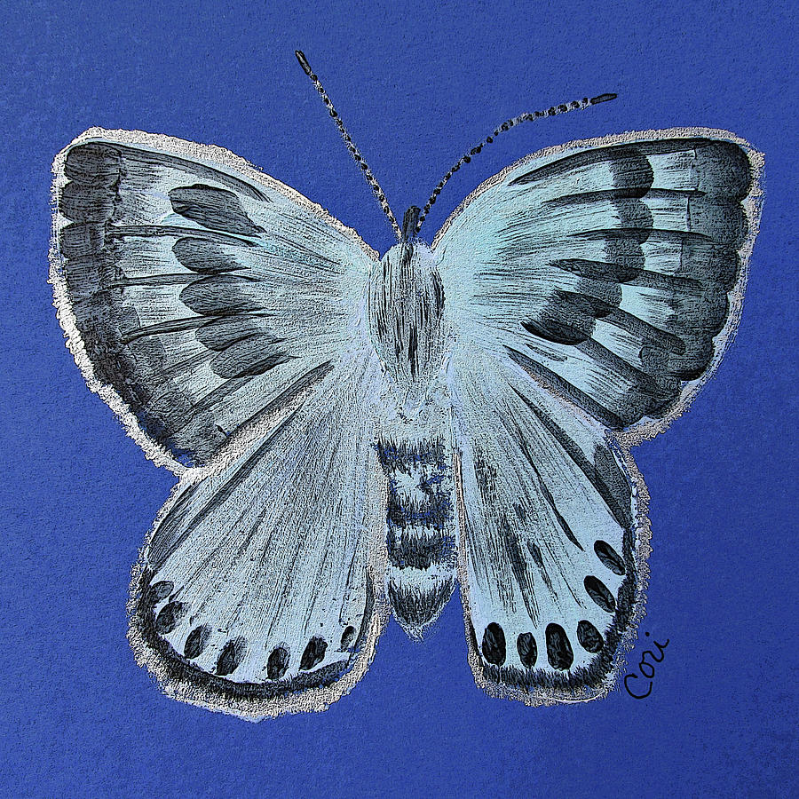 Large Blue Butterfly Painting by Corinne Carroll