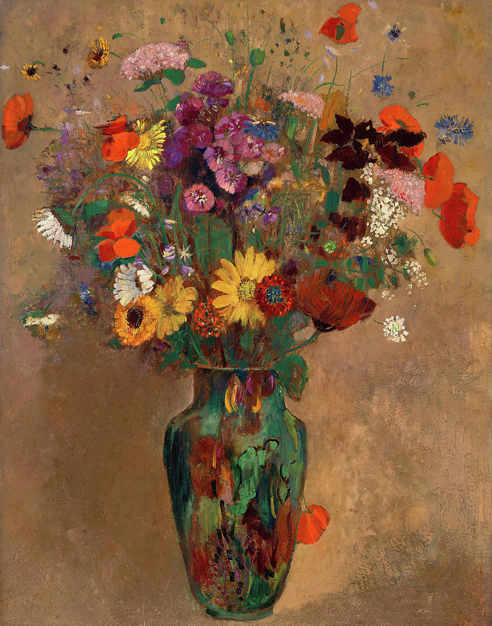 Large Bouquet of Wildflowers Painting by Odilon Redon