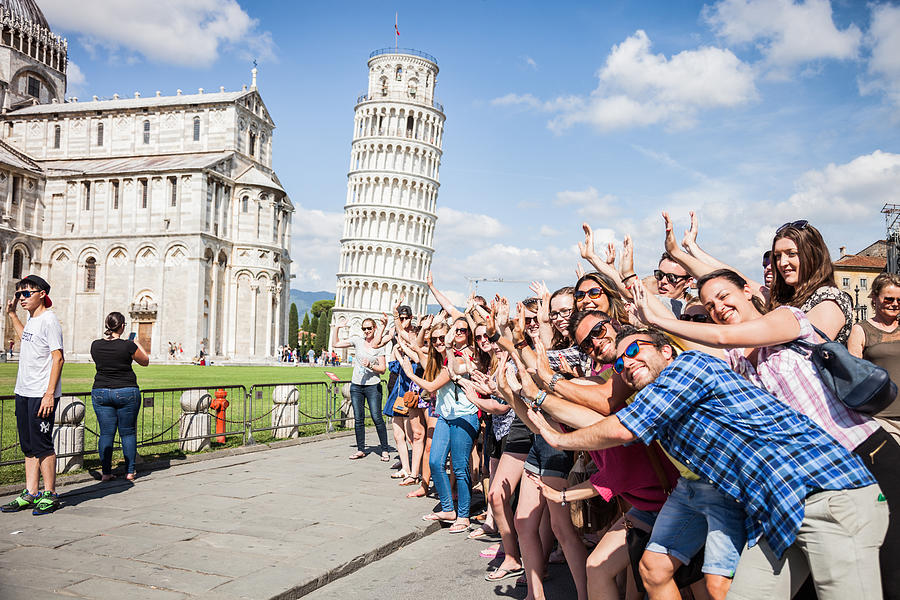Large group of tourist having fun in Pisa Photograph by LeoPatrizi