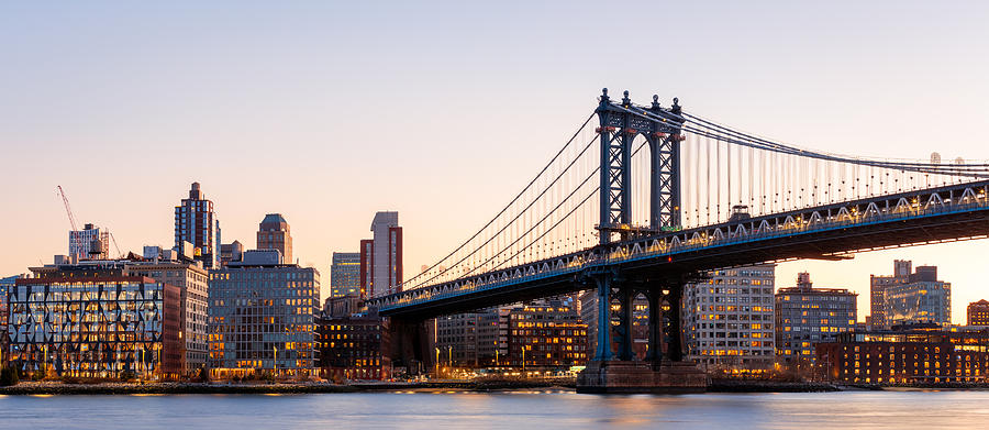 Large Panorama, Manhattan Bridge, East River, New York City, New York, America Photograph by Joe Daniel Price
