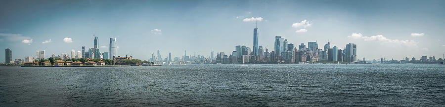 Large panorama of Jersey city, Manhattan and Brooklyn Photograph by Jean-Luc Farges