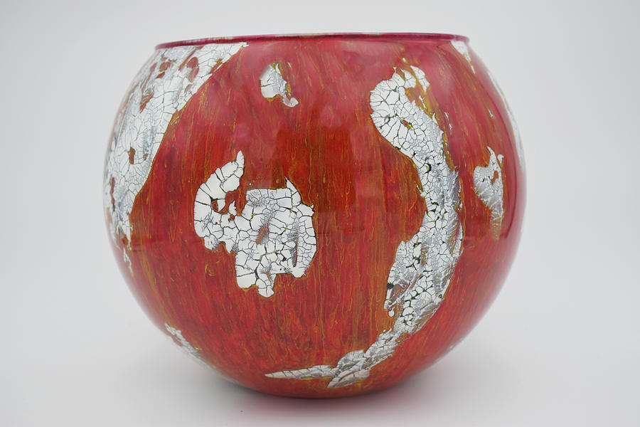 Large Red Bowl Glass Art by Christopher Schranck