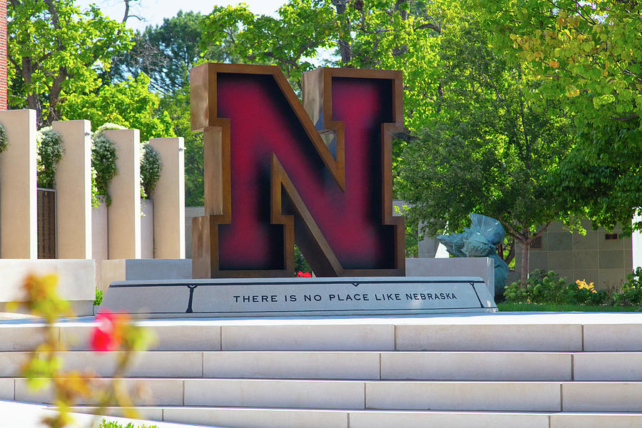 Large Red N statue at the University of Nebraska Photograph by Eldon McGraw