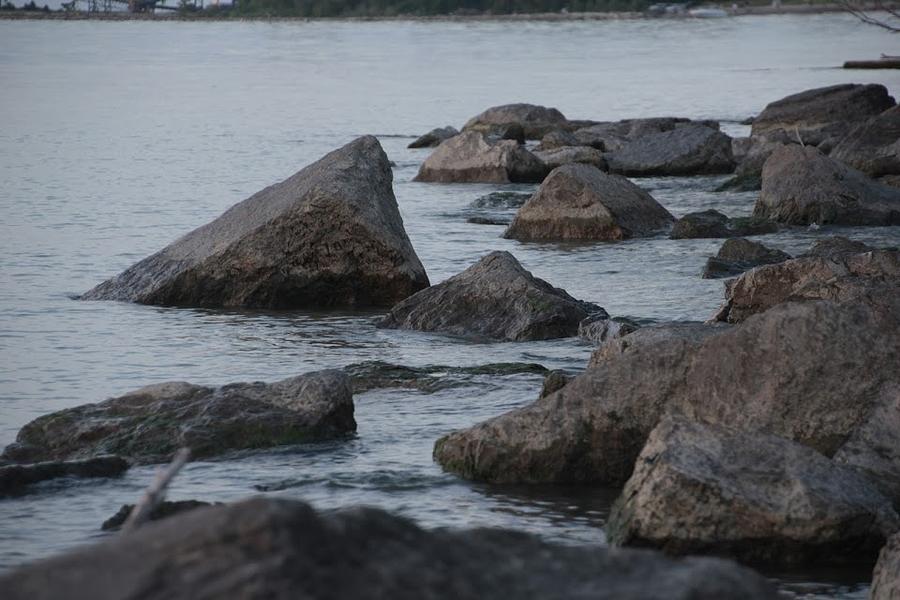 Large Rocks on Lake Erie Shoreline Photograph by Valerie Collins