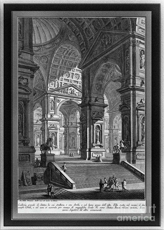 Large Sculpture Gallery Built On Arches by Giovanni Battista Piranesi Fine Art Xzendor7 Reproduction Drawing by Rolando Burbon