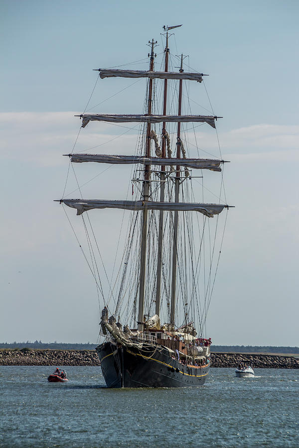 Large ship heading in through port. Tall Ships Races in Esbjerg harbor Photograph by Karlaage Isaksen