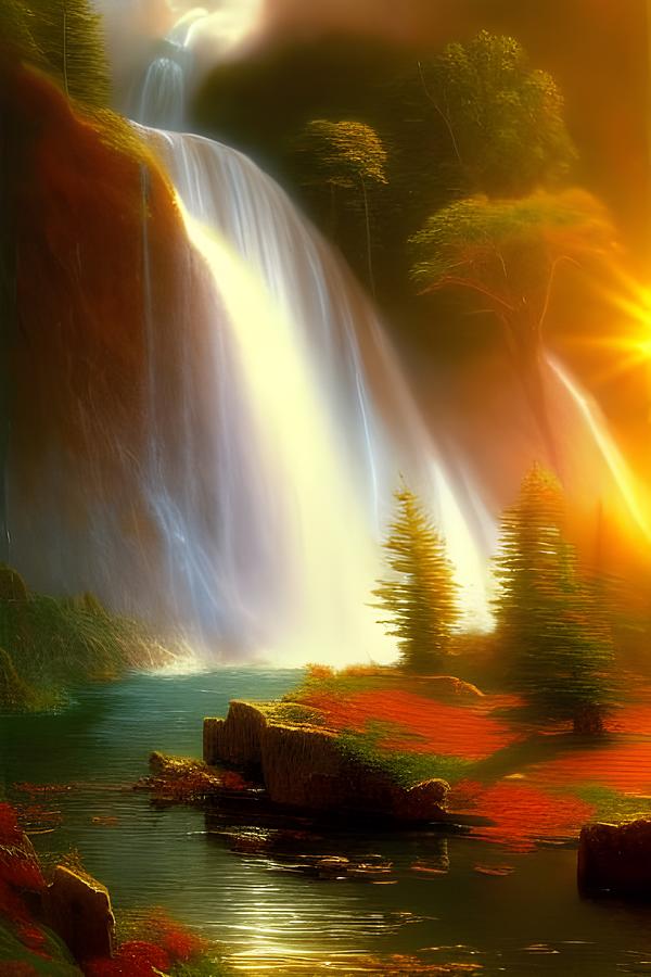 Large Waterfall Digital Art by Beverly Read