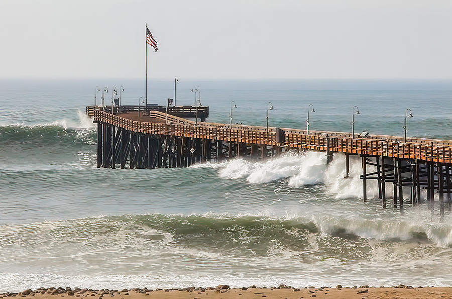 Large Waves at Ventura California Pier Photograph by John A Rodriguez
