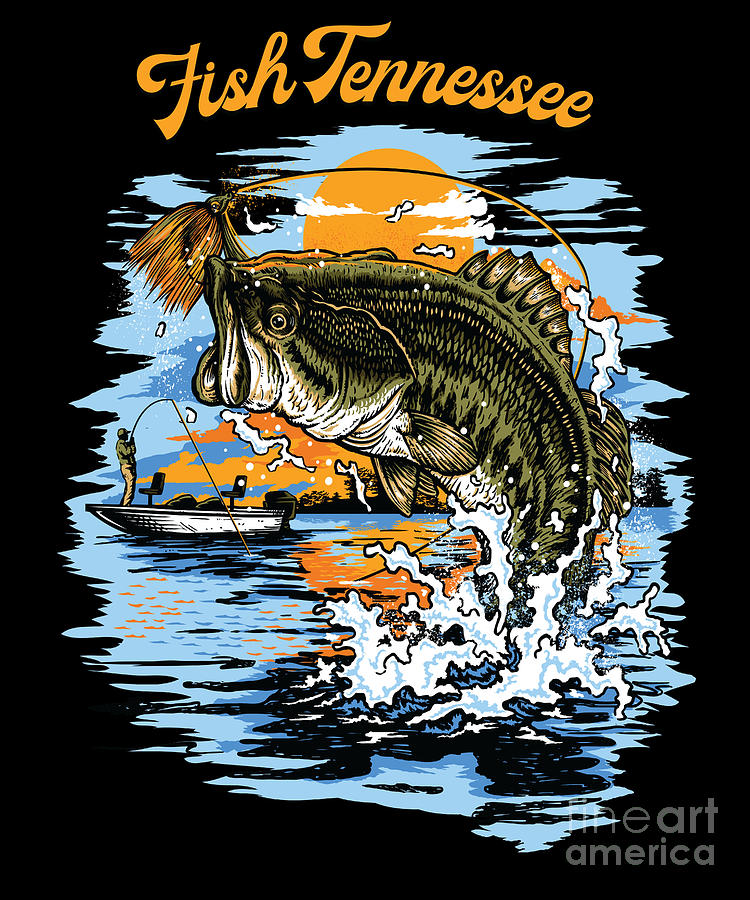 Largemouth Bass Fishing design Fish Tennessee Digital Art by Jacob Hughes -  Pixels
