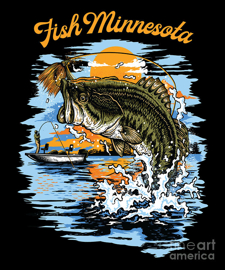 Largemouth Bass Fishing Graphic graphic Fish Minnesota by Jacob Hughes
