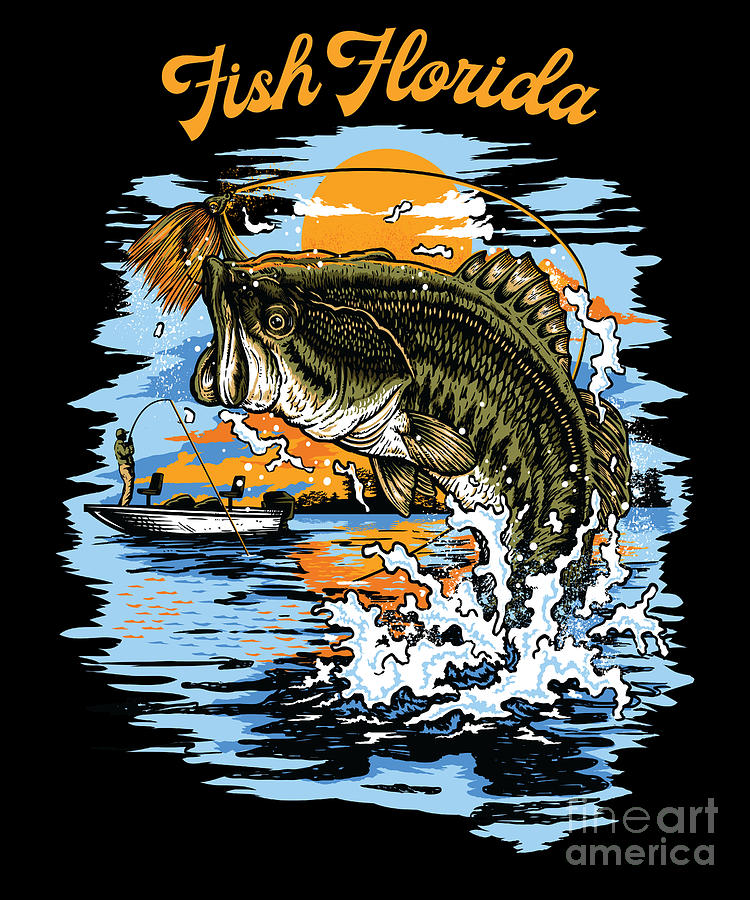 Largemouth Bass Fishing Graphic print Fish Florida by Jacob Hughes