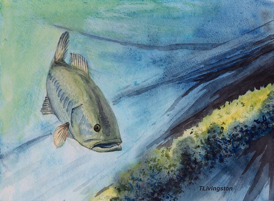 Largemouth Bass Painting by Timothy Livingston