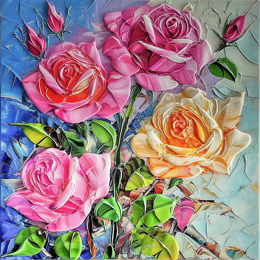  Larisa Rose Garden Mixed Media by OLena Art by Lena Owens - Vibrant DESIGN