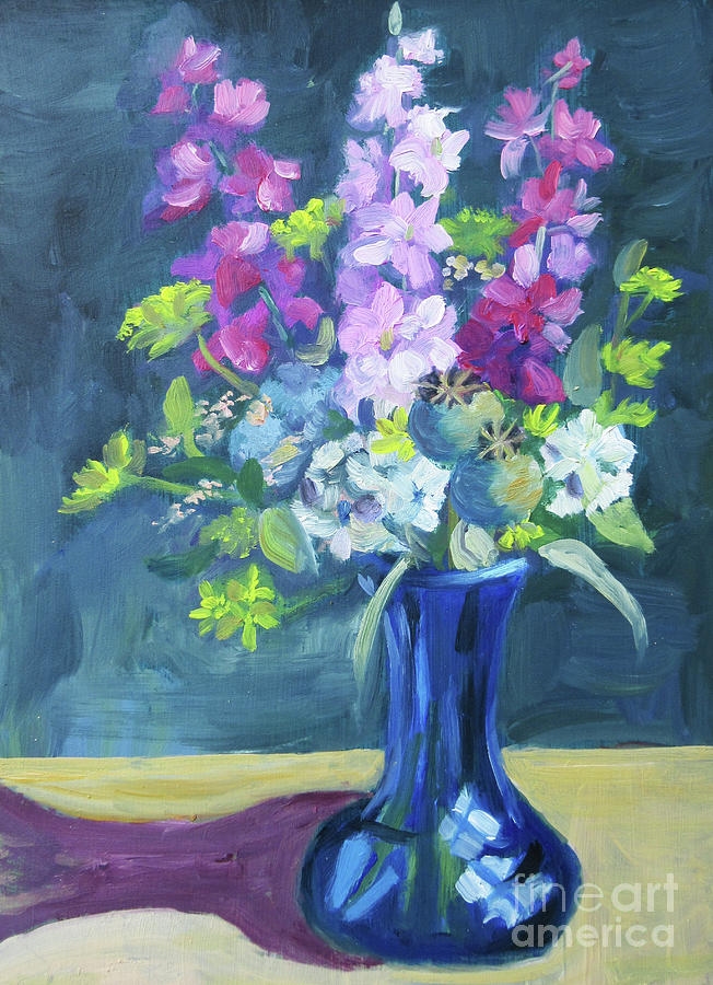 Larkspur Painting by Anne Marie Brown