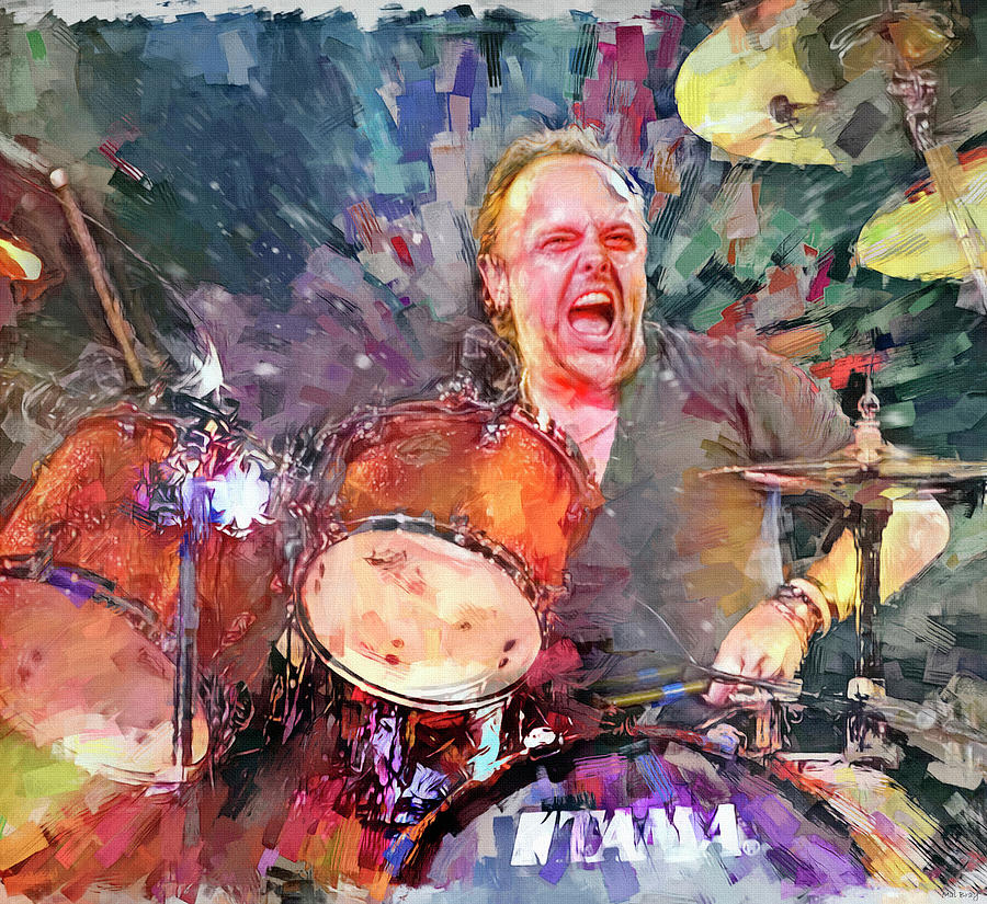 Lars Ulrich Drummer Metallica Mixed Media by Mal Bray