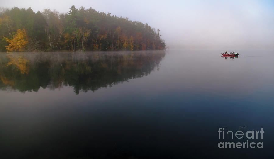 Laruel Lake Fishermen in Early Morning Fog Photograph by Craig J Satterlee