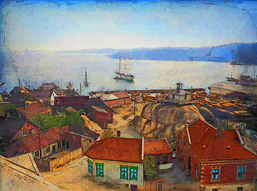 Larvik, Norway, c. 1900 Digital Art by Geir Rosset