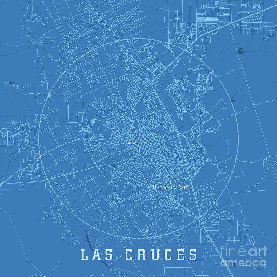 Las Cruces NM City Vector Road Map Blue Text Digital Art by Frank ...