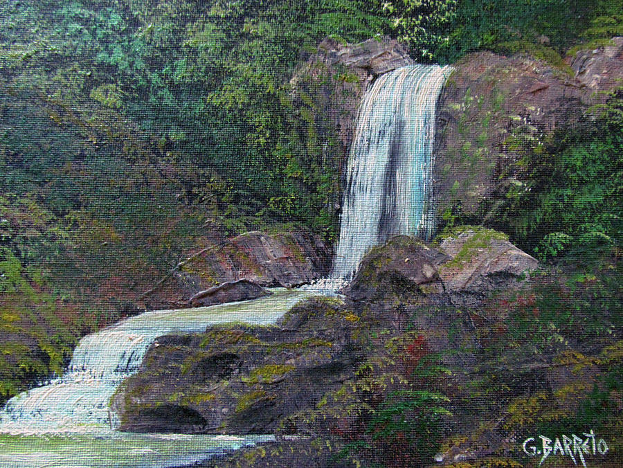 Las Marias Waterfall Painting by Gloria E Barreto-Rodriguez