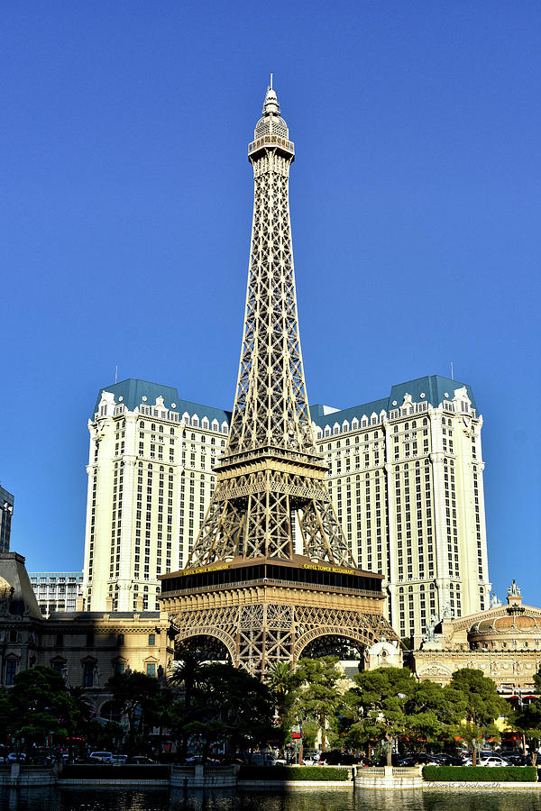 Vertical Night View Of Eiffel Tower At Paris Casino, Las Vegas, NV