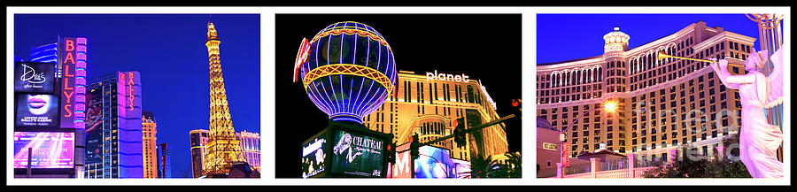 Las Vegas at Night Triptych Photograph by John Rizzuto