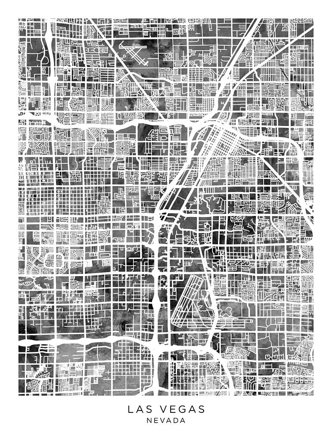 Las Vegas City Street Map #26 Digital Art by Michael Tompsett