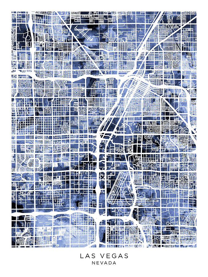 Las Vegas City Street Map #27 Digital Art by Michael Tompsett
