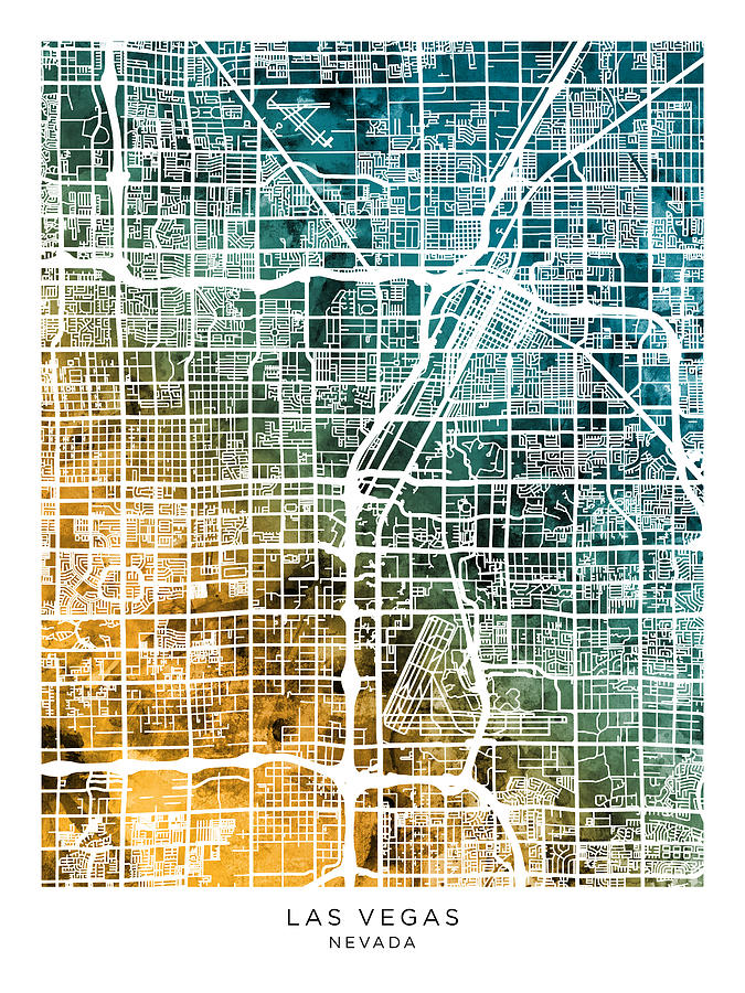 Las Vegas City Street Map #28 Digital Art by Michael Tompsett