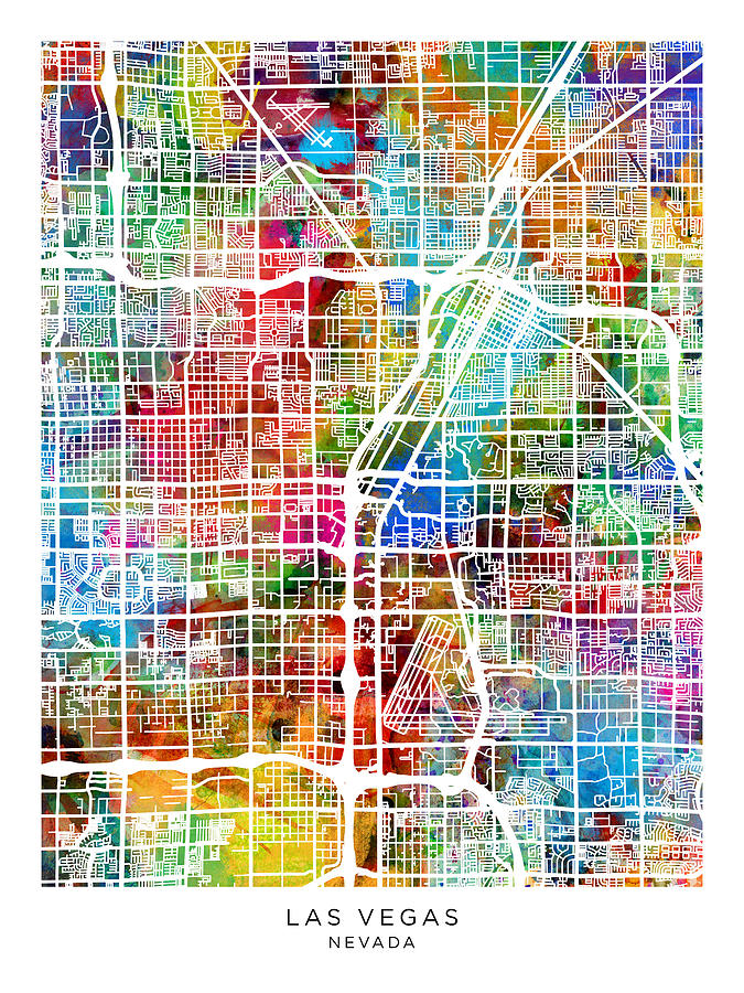 Las Vegas City Street Map #37 Digital Art by Michael Tompsett