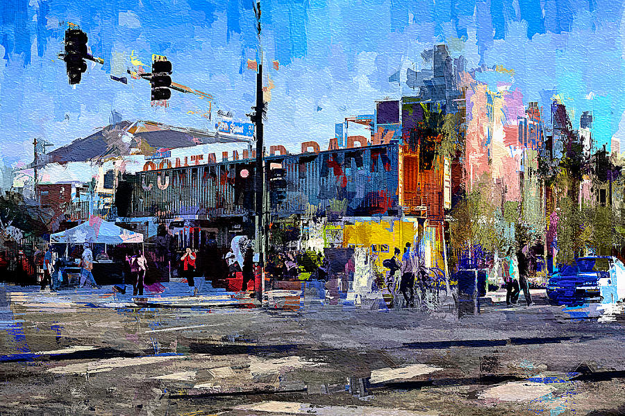 Las Vegas Downtown Container Park - painting Mixed Media by Tatiana Travelways