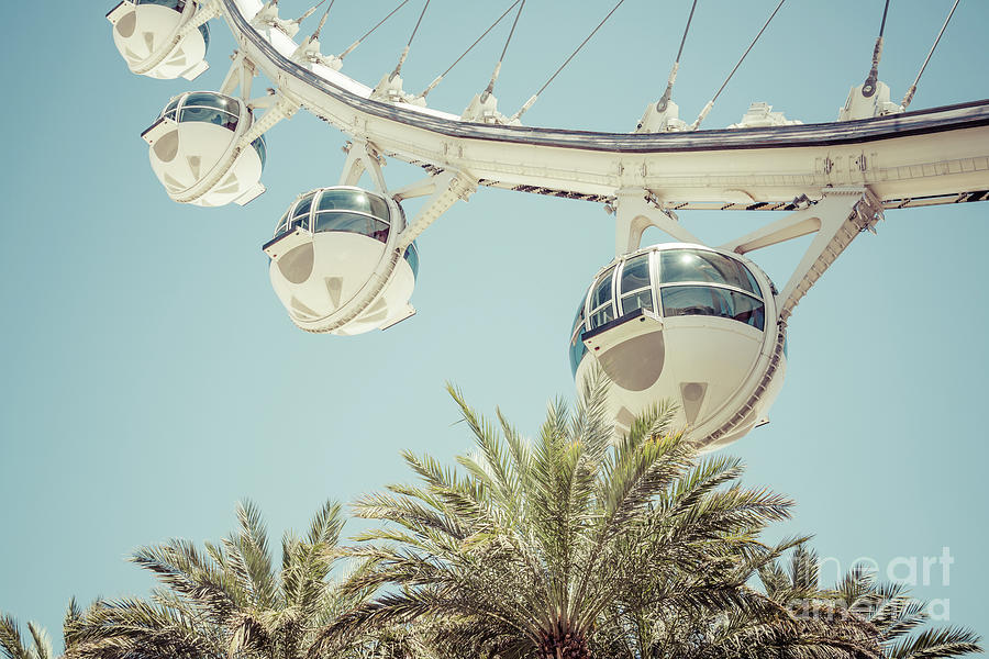 Las Vegas Photograph - Las Vegas High Roller Ferris Wheel Retro Photo by Paul Velgos