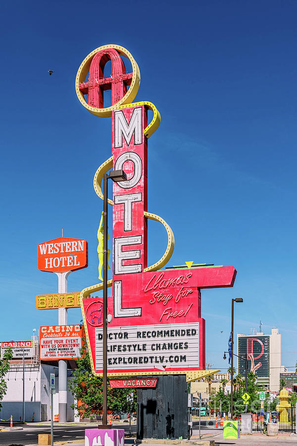 Las Vegas Lockdown Fremont Ambassador Western Motel Signs Photograph by Aloha Art