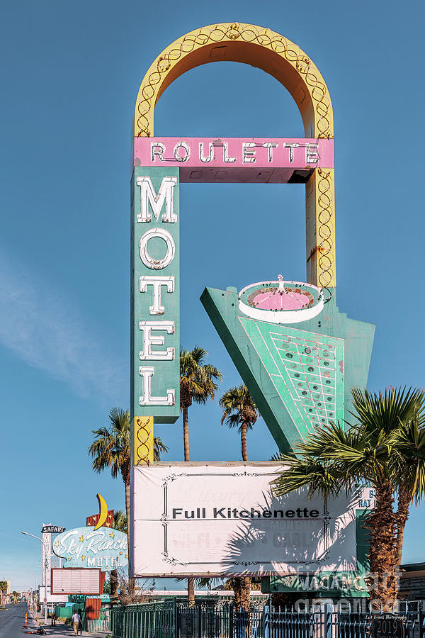 Las Vegas Photograph - Las Vegas Lockdown Fremont Roulette Motel Sign by Aloha Art