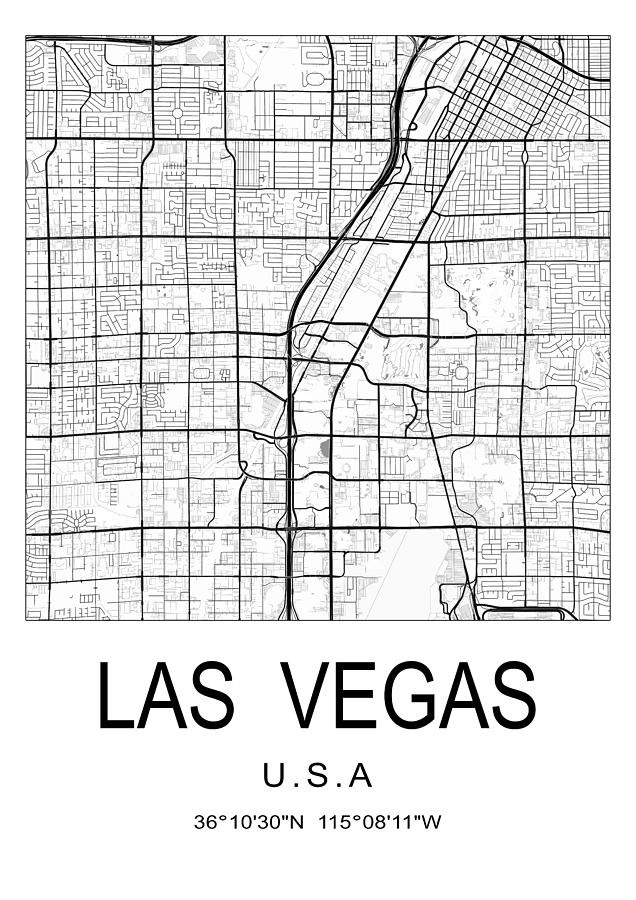 Las Vegas map Digital Art by Dandi Studio - Pixels