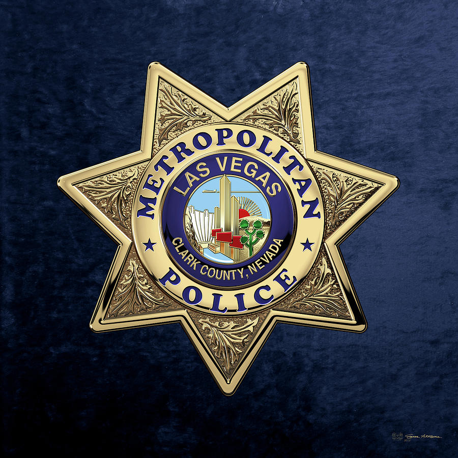 Las Vegas Metropolitan Police Department L V M P D Badge Over Blue Velvet Digital Art By Serge