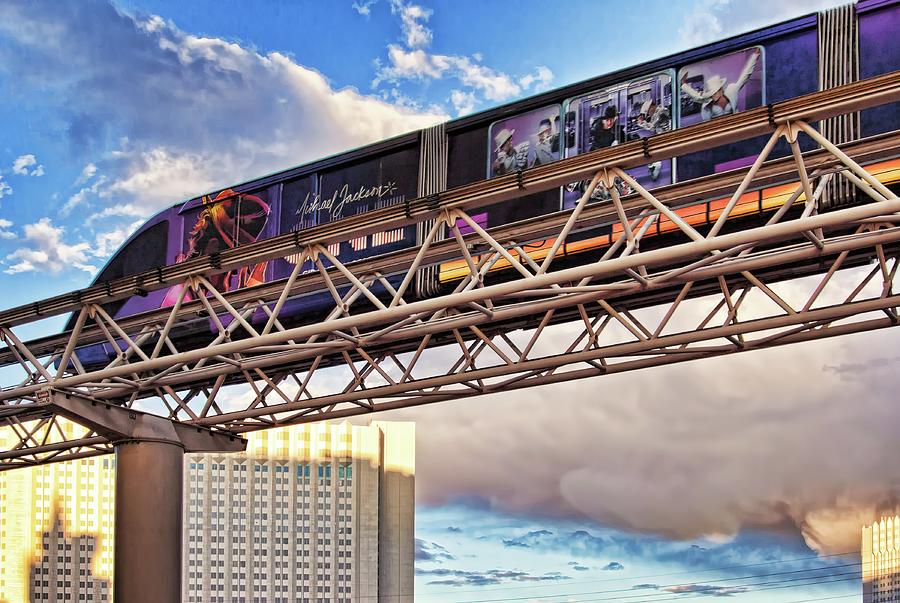 Las Vegas Monorail riding above the city Photograph by Tatiana Travelways