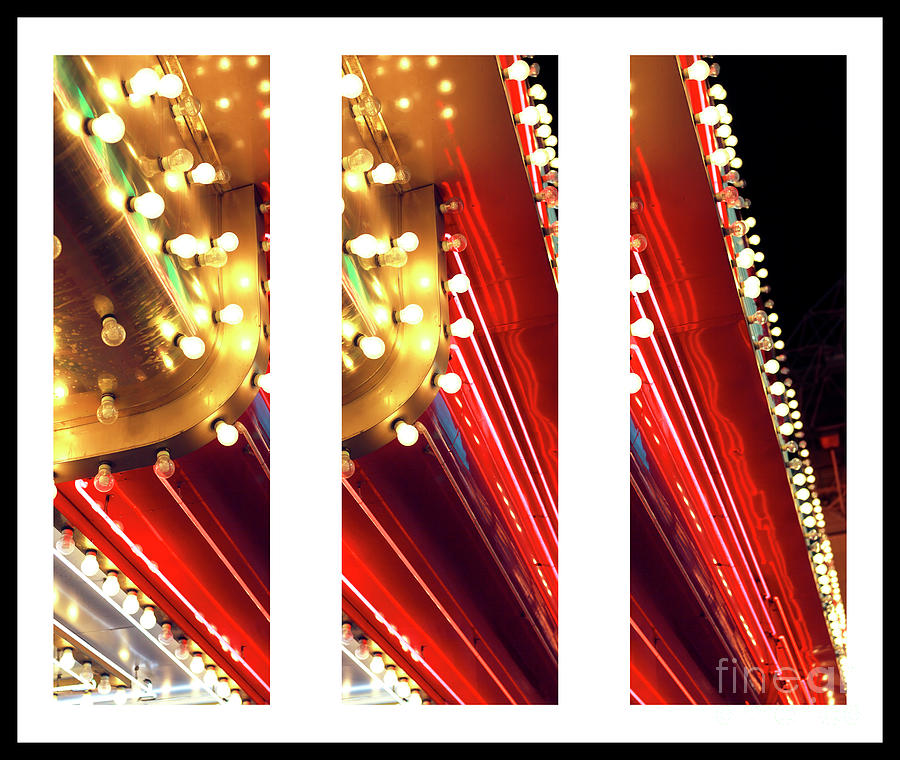 Las Vegas Neon Lights Triptych Photograph by John Rizzuto