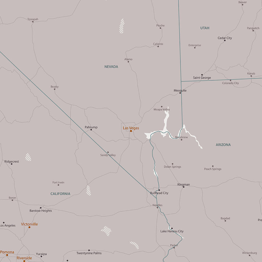 Las Vegas Nevada Area Vector Map Drawing by FrankRamspott