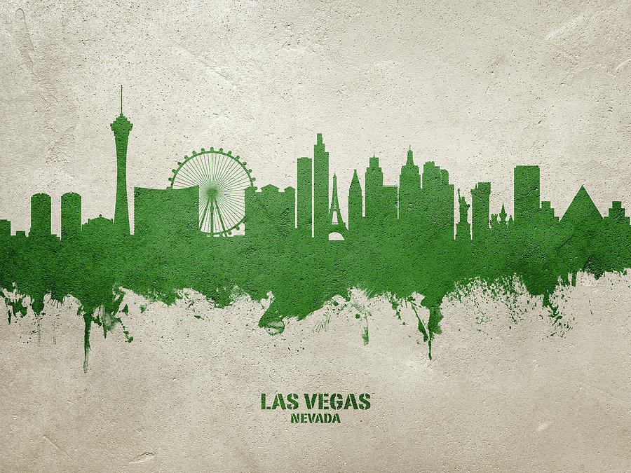 Las Vegas Digital Art - Las Vegas Nevada Skyline #01 by Michael Tompsett