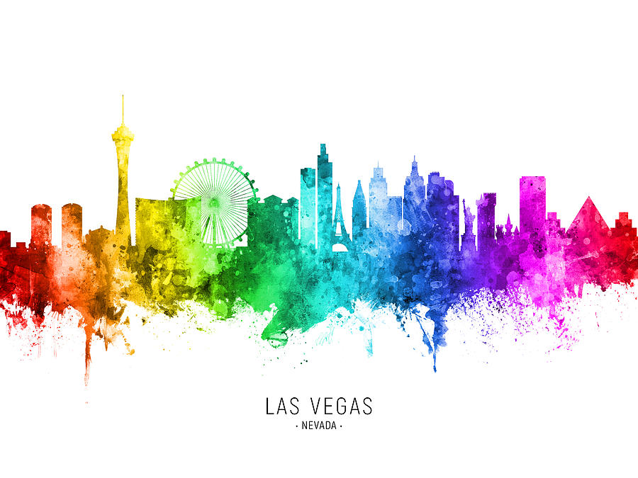 Las Vegas Digital Art - Las Vegas Nevada Skyline #16 by Michael Tompsett