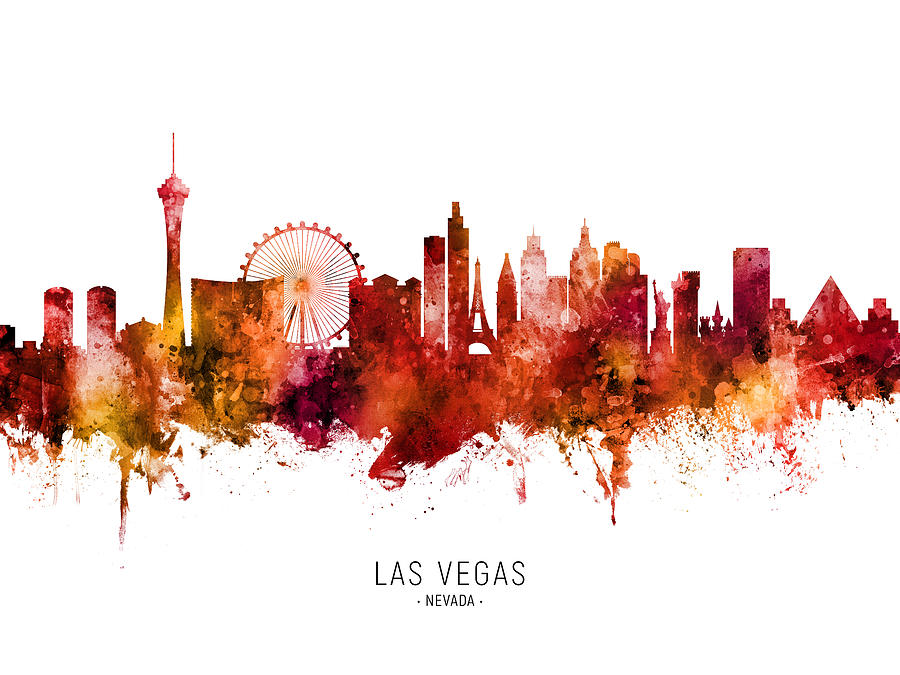 Las Vegas Nevada Skyline #53 Digital Art by Michael Tompsett