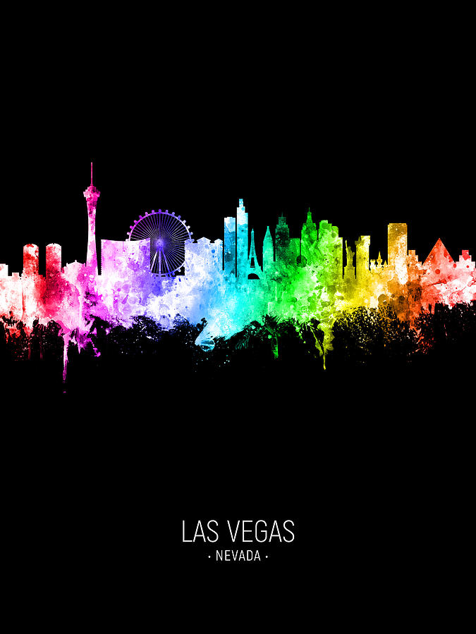 Las Vegas Digital Art - Las Vegas Nevada Skyline #89 by Michael Tompsett