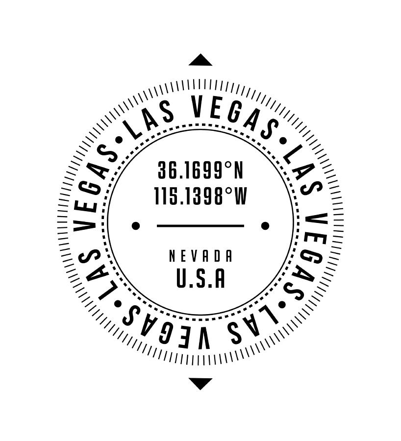 Las Vegas Digital Art - Las Vegas, Nevada, USA - 1 - City Coordinates Typography Print - Classic, Minimal by Studio Grafiikka